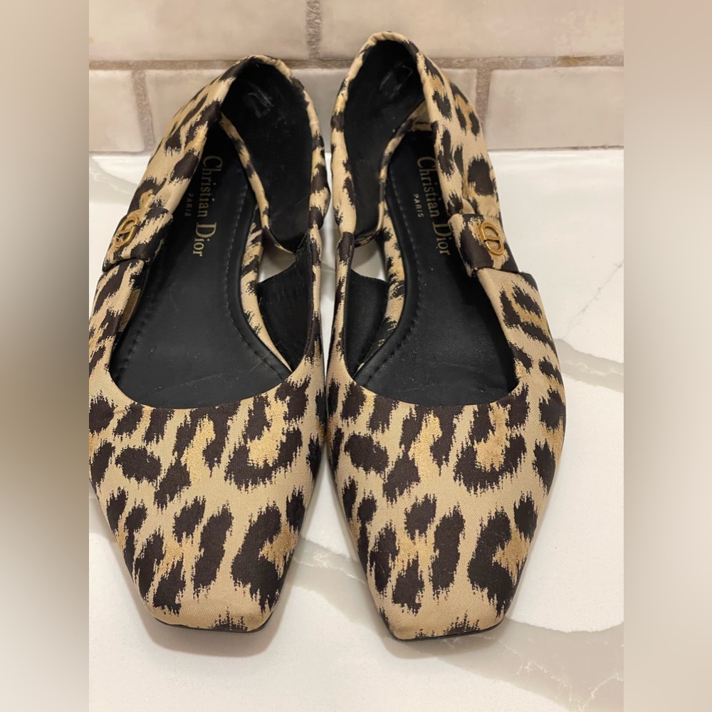 Dior Leopard Slingback Flats size 38